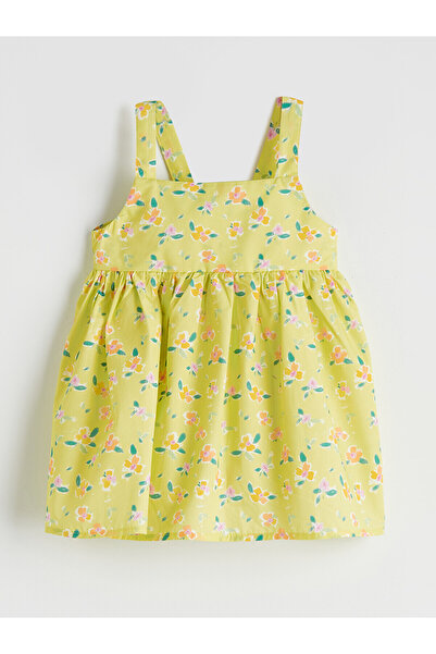 LC Waikiki Trendlucky with Difference Square Neck Floral Pattern Girls Poplin...