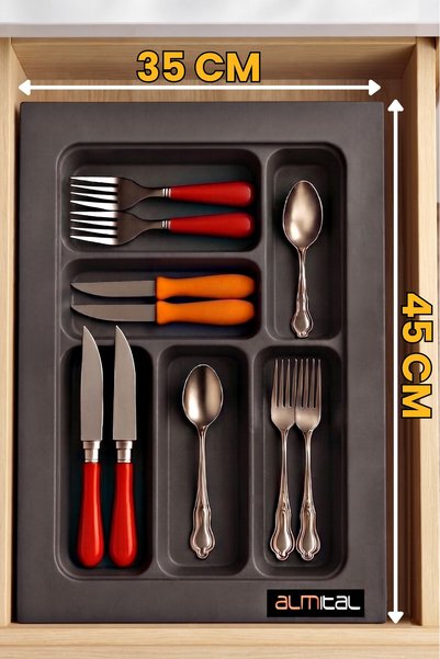 almital mobilya aksesuarları furniture accessories 35X45 Cm. Anthracite Spoon and Ladle Set of 2 (Can Be Cut up to 32X41 cm)