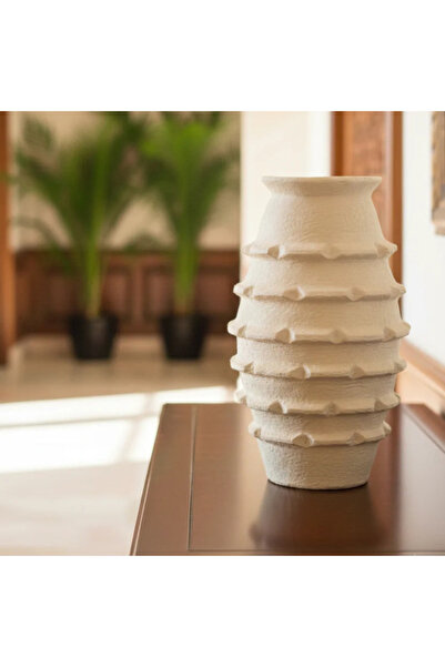 Generic Brand Ma-Pm-A25-01B Handcrafted Decorative Object-25X25X46 Cm-Off White