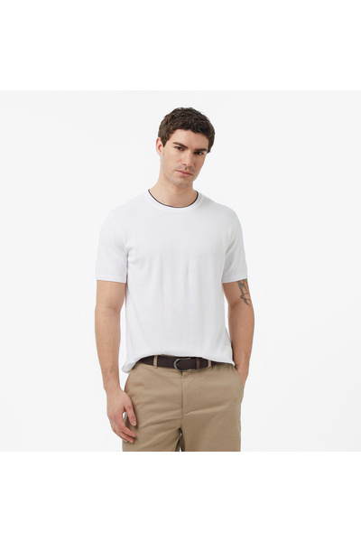 Nautica Erkek Beyaz Regular Fit Kısa Kollu Triko