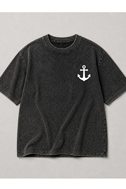 HOFFNUNG Unisex Oversize Vintage Washed Street Style Μόδα του δρόμου Βαμβακερ...