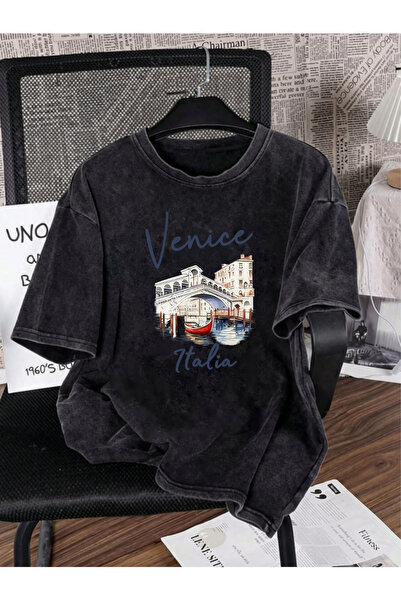 HOFFNUNG Unisex Oversize Vintage Washed Street Style Μόδα του δρόμου Βαμβακερ...