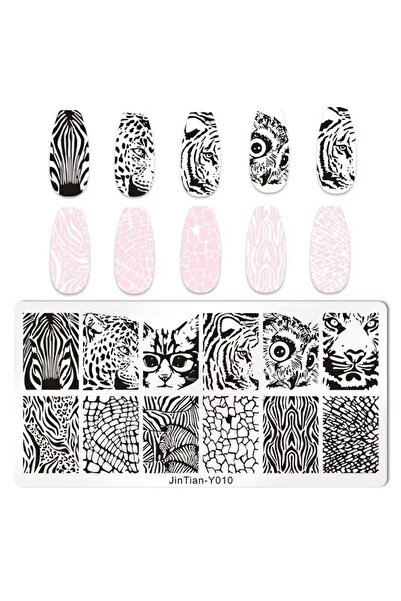 aba nails Zebra Leopar Kaplan Baykuş Dizayn Nail Art Stamping Baskı Plakası J...