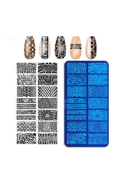 aba nails Yılan ve Timsah Derisi Dizayn Nail Art Stamping Baskı Plakası OM-H10