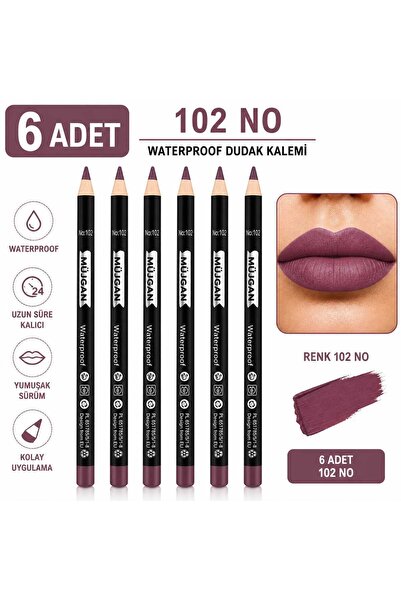 MUJGAN 6-Piece Lip Liner Set No:102 Permanent Soft Version Lip Liner Pencil