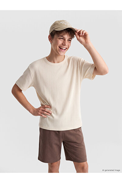 LC Waikiki Original Oval Collar Ribbed Boys' T-Shirt