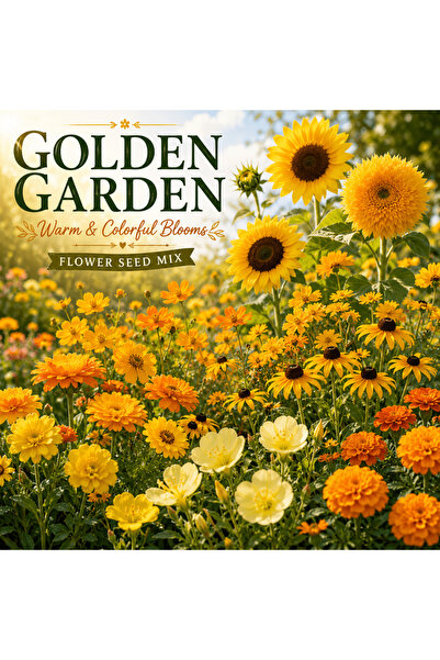 Bloom & Sow Seed خليط بذور الزهور البرية بلون ذهبي دافئ (أزهار الشمس والآذريو...