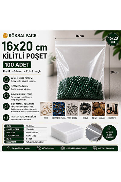 Köksal Pack KÖKSALPACK 16x20 cm Kilitli Poşet Şeffaf Kilitli Torba 100 Adet |...