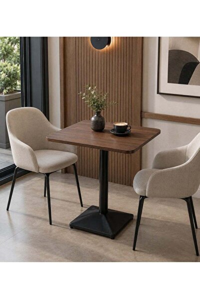 N.zone طاولة طعام وكافيه مربعة بتصميم عصري وقاعدة معدنية ثابتة، 60×60×75 سم