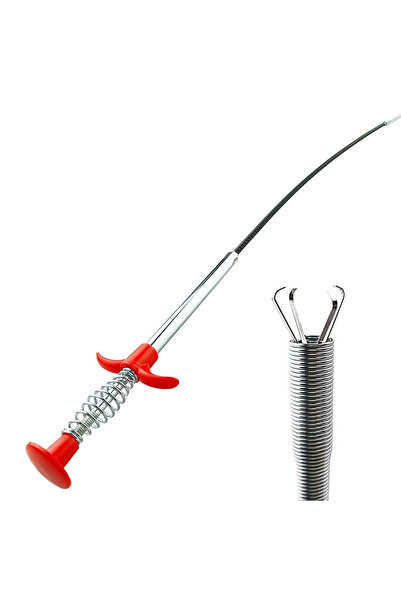 Lacoz Flexible Drain Clog Remover Tool, 4-Claw Grabber Pickup Tool with Sprin...