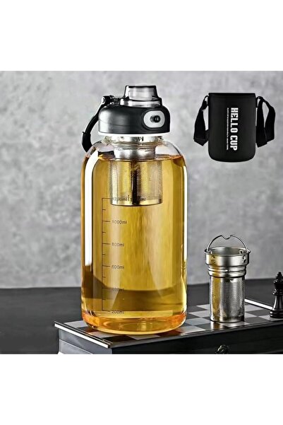 GENERAL Glass Tea Tumbler with Infuser - 1500ML Large Glass Water Bottle with...