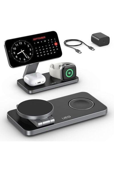 UEQS UEQ Foldable 3-in-1 Wireless Charging Station for Apple Magsafe Charging...