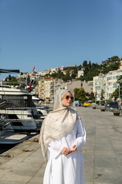 ENRİCO FERRİ Allure Linea Patterned Tencel Shawl - Stone