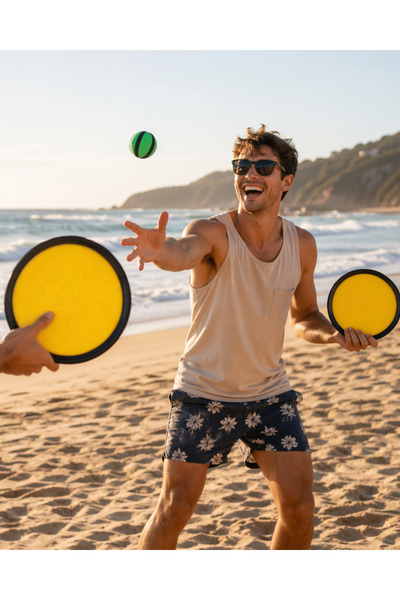 OSKA GLOBAL 2-Person Ball Catch Set Velcro Game Rackets for Kids
