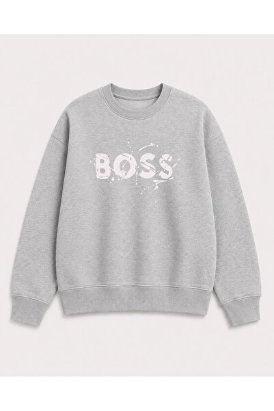 herkesemoda Printed Detailed Embroidered 2 Thread Crew Neck Sweatshirt