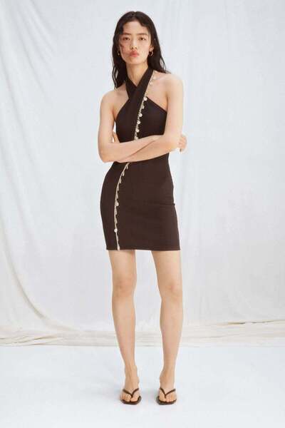 H&M Embellished halterneck dress