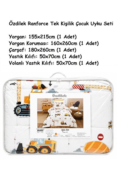 Özdilek Ranforce -Builder Sarı- Tek Kişilik Çocuk Uyku Seti