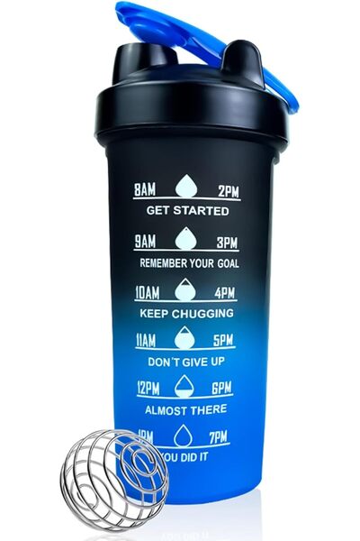 ROEIEIS زجاجة خلط البروتين خالية من مادة BPA، مانعة للتسرب، كوب رياضي سعة 600 مل