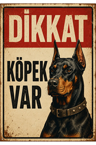 Lucena Retro Caution Dog Present Doberman Metal Warning Sign Decorative Door ...
