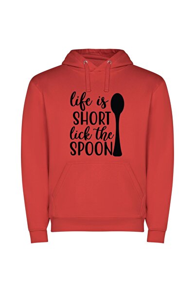 iLovePrints Lick Life's Short Spoon Φούτερ με κουκούλα σε χρώμα Κόκκινο