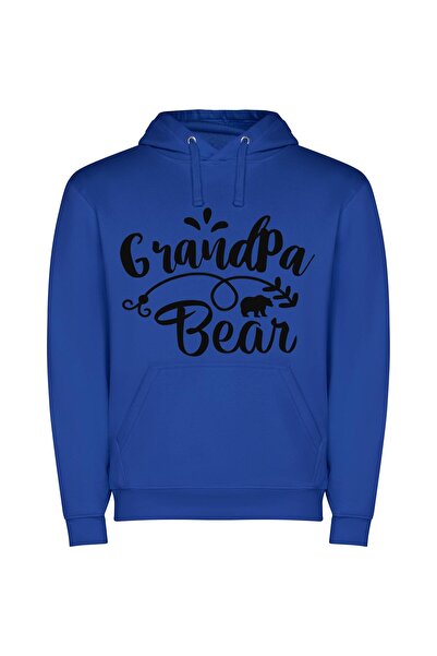 iLovePrints Bear and Stencil Monochrome Φούτερ με κουκούλα σε χρώμα Μπλε