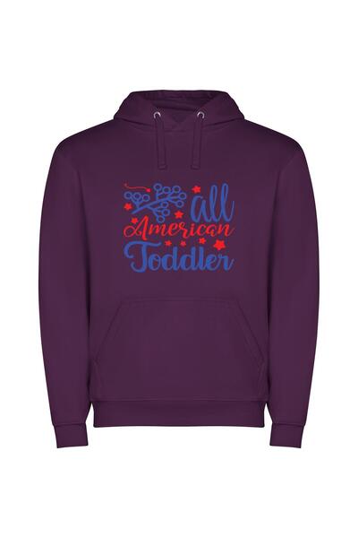 iLovePrints American Toddler's Total Portrait Φούτερ με κουκούλα σε χρώμα Μωβ