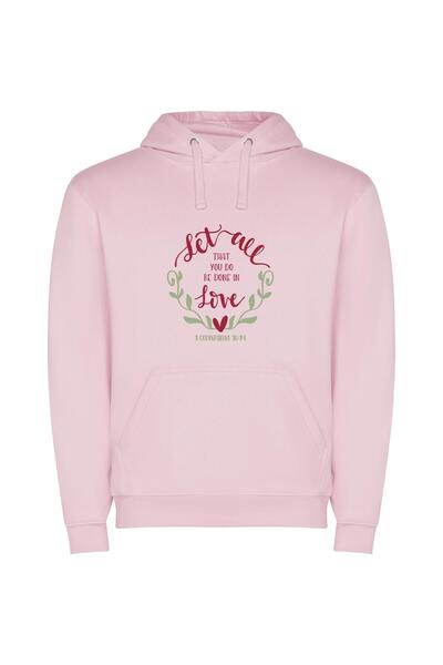 iLovePrints Vibrant Love Wreath Φούτερ με κουκούλα σε χρώμα Ροζ
