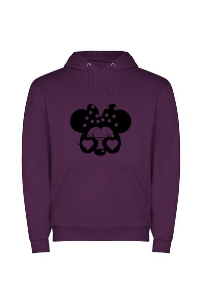 iLovePrints Charming Disney Mouse Portrait Φούτερ με κουκούλα σε χρώμα Μωβ