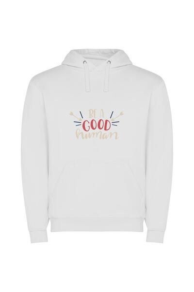iLovePrints Human Essence: Aesthetic Messages Φούτερ με κουκούλα σε χρώμα Λευκό