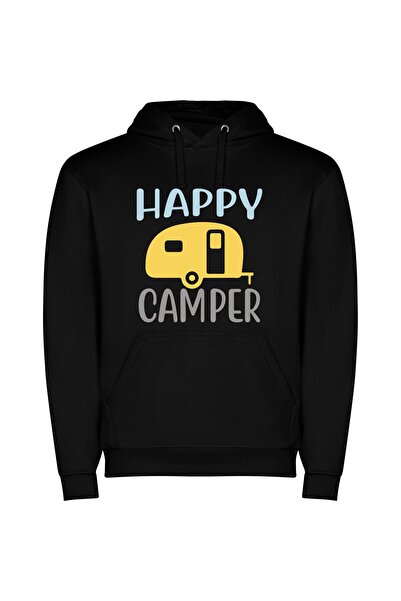 iLovePrints Cheerful Camper Mobile Φούτερ με κουκούλα σε χρώμα Μαύρο