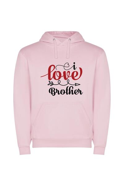 iLovePrints Fraternal Love: Red & Black Φούτερ με κουκούλα σε χρώμα Ροζ
