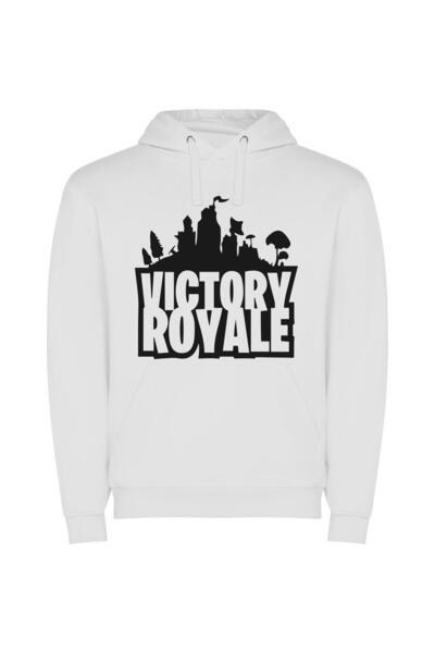 iLovePrints Fancy Fortnite Victory Emblem Φούτερ με κουκούλα σε χρώμα Λευκό