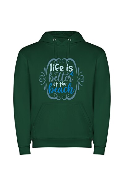 iLovePrints Beach Blissful Escape Φούτερ με κουκούλα σε χρώμα Πράσινο