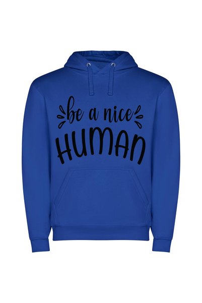 iLovePrints Humanity Embraces Kindness Φούτερ με κουκούλα σε χρώμα Μπλε