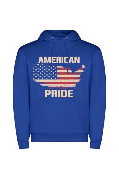 iLovePrints Proud Americana Map Φούτερ με κουκούλα σε χρώμα Μπλε