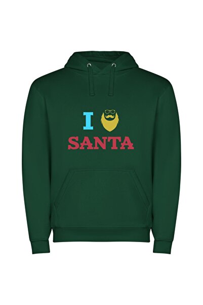 iLovePrints Bearded Santa's Spectacles Φούτερ με κουκούλα σε χρώμα Πράσινο