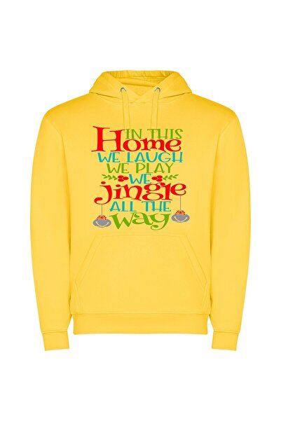 iLovePrints Merry Home: Joyful Connections Φούτερ με κουκούλα σε χρώμα Κίτρινο