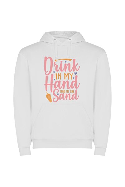 iLovePrints Sandy Blissful Sips Φούτερ με κουκούλα σε χρώμα Λευκό