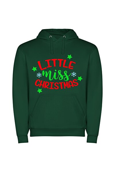 iLovePrints Merry Miss Christmas Delights Φούτερ με κουκούλα σε χρώμα Πράσινο