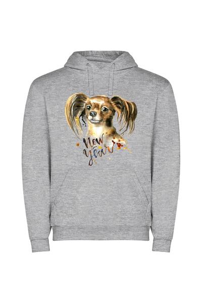 iLovePrints Dazzling Digital Doggie Delight Φούτερ με κουκούλα σε χρώμα Γκρι
