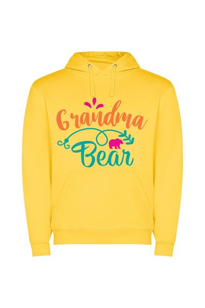 iLovePrints Grandma Bear's Elephant Logo Φούτερ με κουκούλα σε χρώμα Κίτρινο