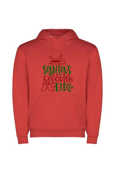 iLovePrints Merry Elf: Santa's Favorite Φούτερ με κουκούλα σε χρώμα Κόκκινο