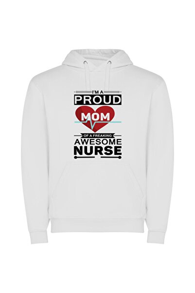iLovePrints Beaming Mama of Superb Nurse Φούτερ με κουκούλα σε χρώμα Λευκό