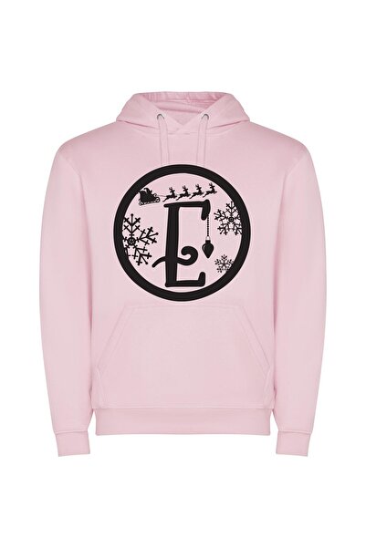 iLovePrints Snowflake J's Ersatz Elf Φούτερ με κουκούλα σε χρώμα Ροζ