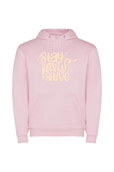 iLovePrints Pawsitive Vibes Only! Φούτερ με κουκούλα σε χρώμα Ροζ