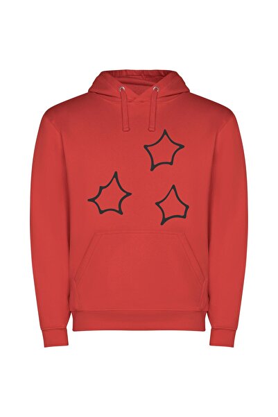 iLovePrints Starry Background Chic Φούτερ με κουκούλα σε χρώμα Κόκκινο