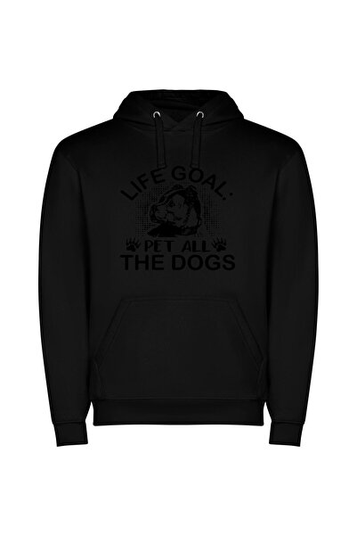iLovePrints Dogs: The Life Goal Φούτερ με κουκούλα σε χρώμα Μαύρο