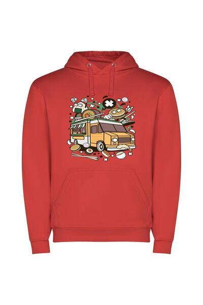 iLovePrints Sushi Wheels: Japanese Food Truck Φούτερ με κουκούλα σε χρώμα Κόκ...