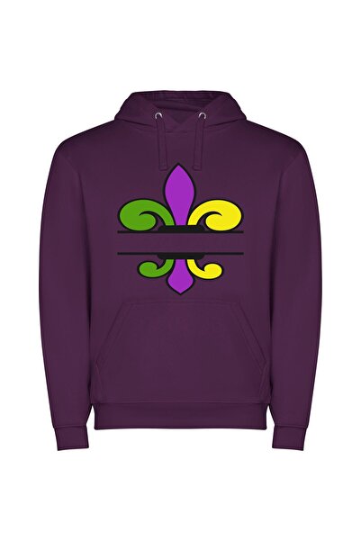 iLovePrints Colorful Fleur de Lis Φούτερ με κουκούλα σε χρώμα Μωβ