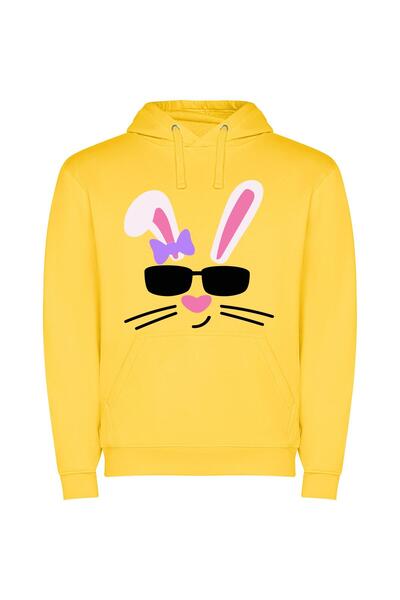 iLovePrints Feline Chic Eared Extravaganza Φούτερ με κουκούλα σε χρώμα Κίτρινο